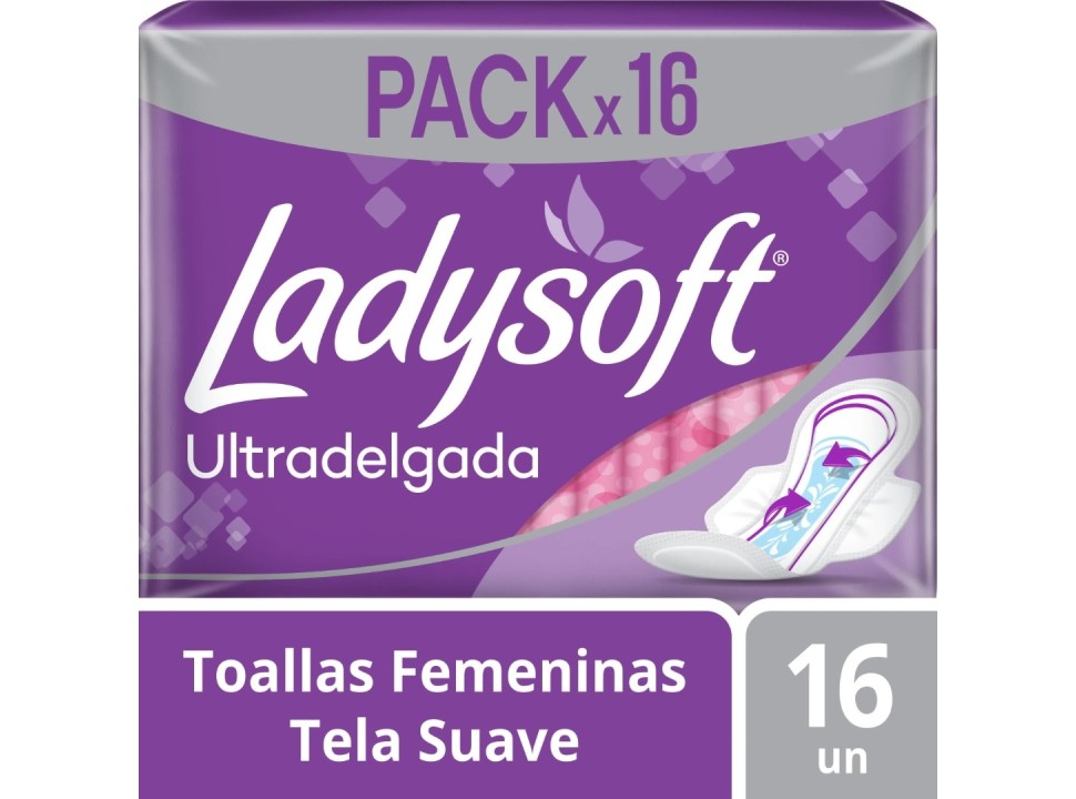  Toallas Femeninas Ladysoft Ultra Delgada Suave x16un