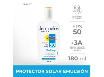 Protector Solar Niños Dermaglós FPS50 Emulsión x180ml