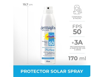 Protector Solar Niños Dermaglós FPS50 Spray Continuo x170ml