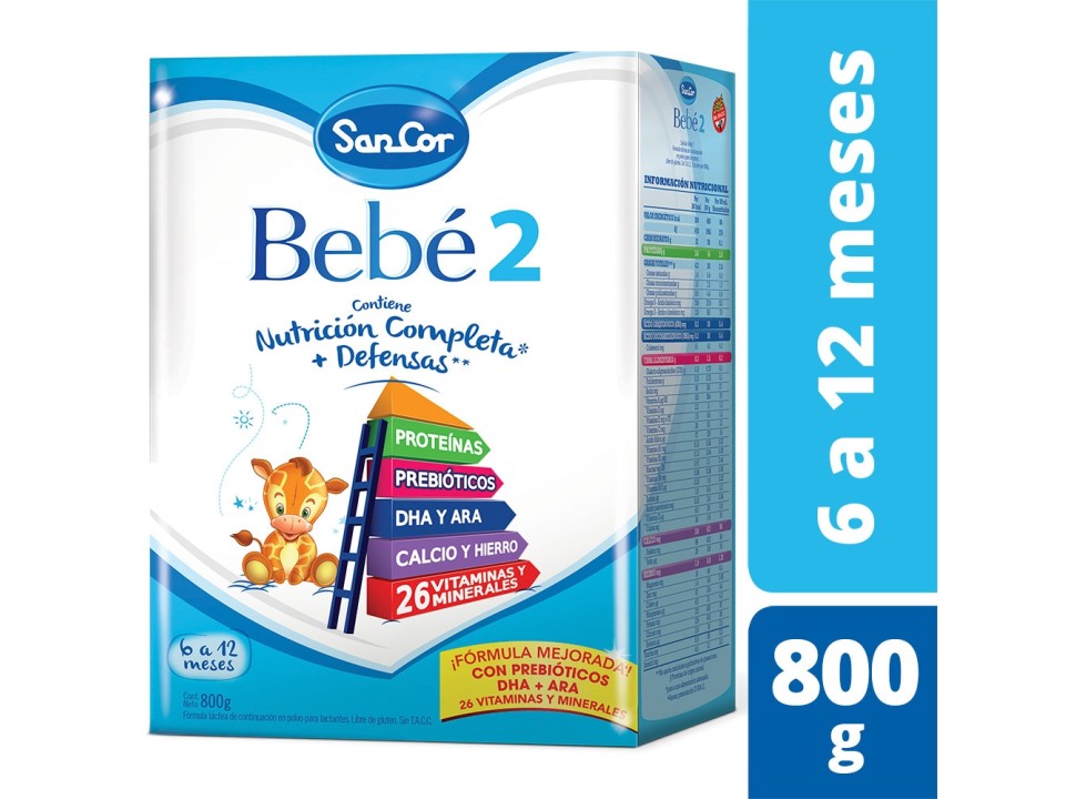 Sancor Bebé 2 * Leche Infantil Polvo Sabor Original 800Grs